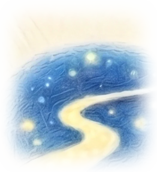 星空に続く川の絵