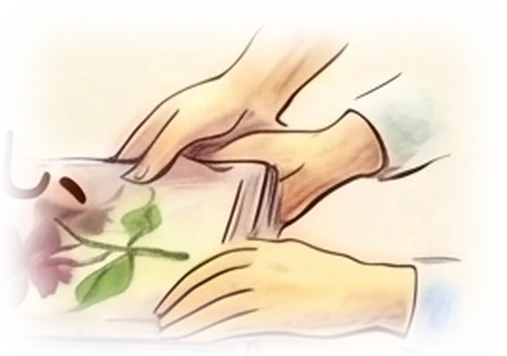 押し花を本に挟む手の絵